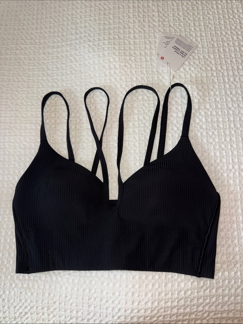 Lululemon Like A Cloud Black Ribbed Strappy Bralette B/C